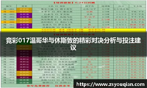 竞彩017温哥华与休斯敦的精彩对决分析与投注建议
