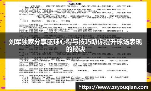 刘军独家分享篮球心得与技巧助你提升球场表现的秘诀