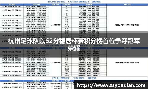 杭州足球队以62分稳居杯赛积分榜首位争夺冠军荣耀